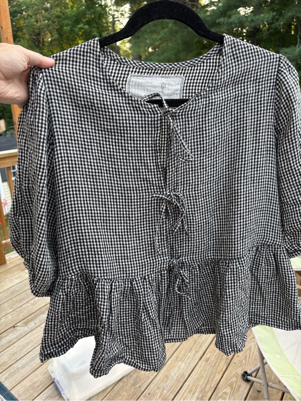 notPERFECTLINEN Black & White Gingham Melina Blouse